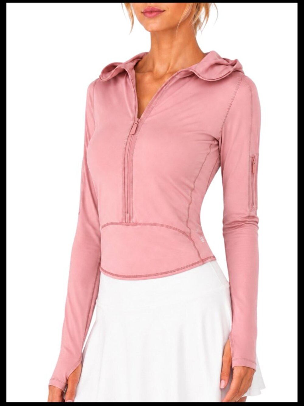 Lululemon Break A Trail 1/2 Zip Hoodie Pastel Pink Cropped Size 2